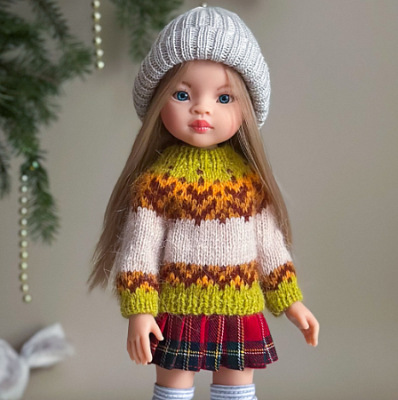 Свитер вязанный для куклы Paola Reina 33 см, орнамент